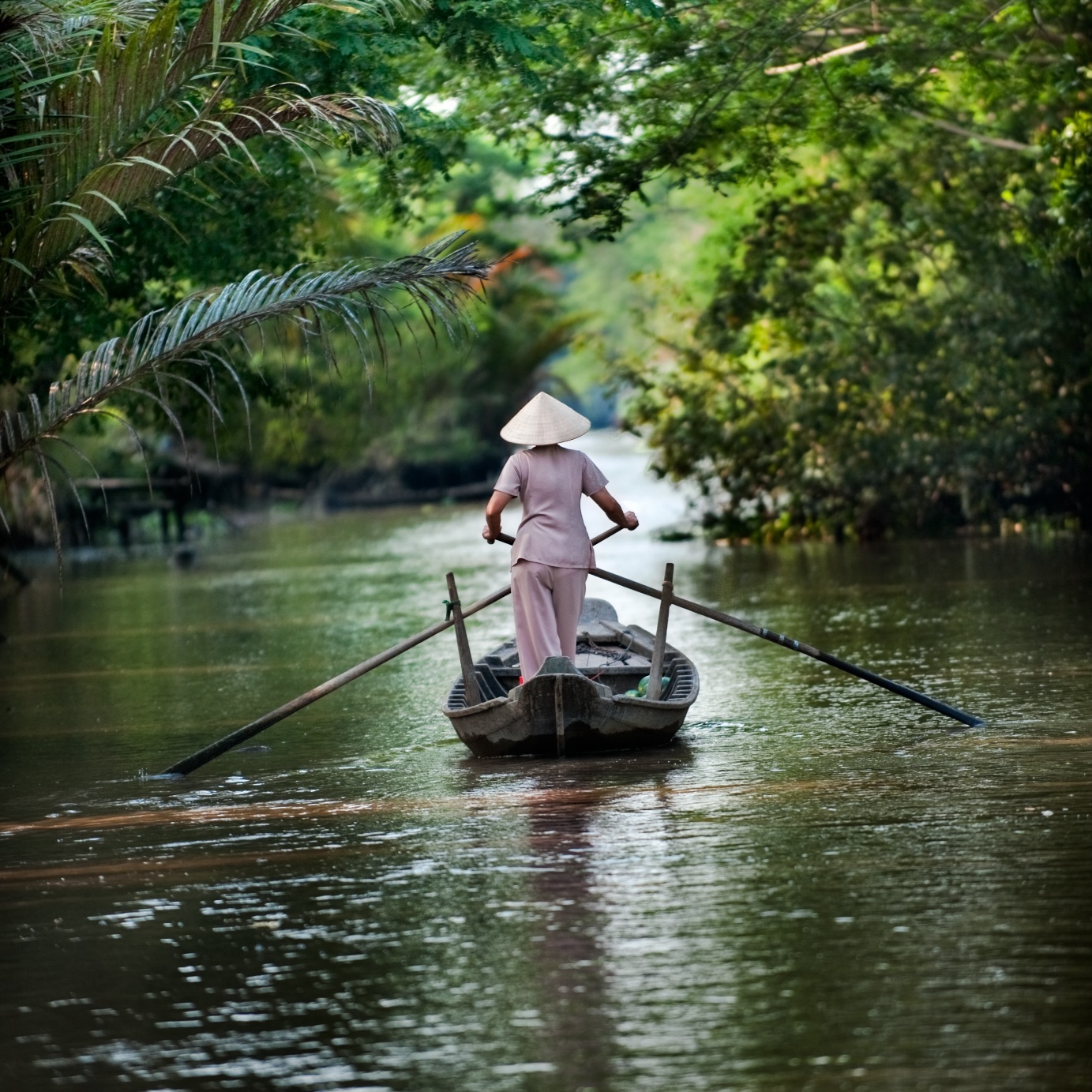 Travelling by boat along the Mekong River